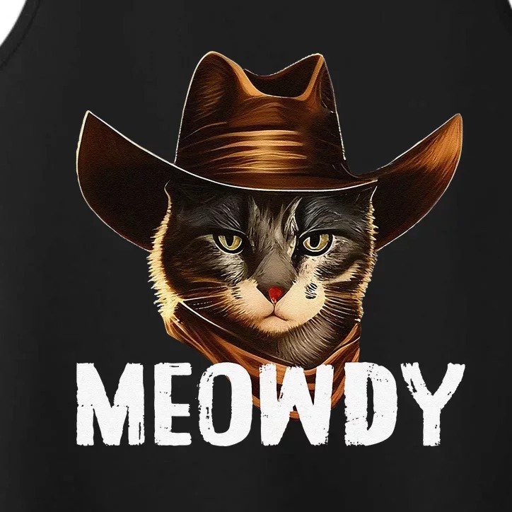 Meowdy Cat Cowboy Funny Cat Meme Performance Tank