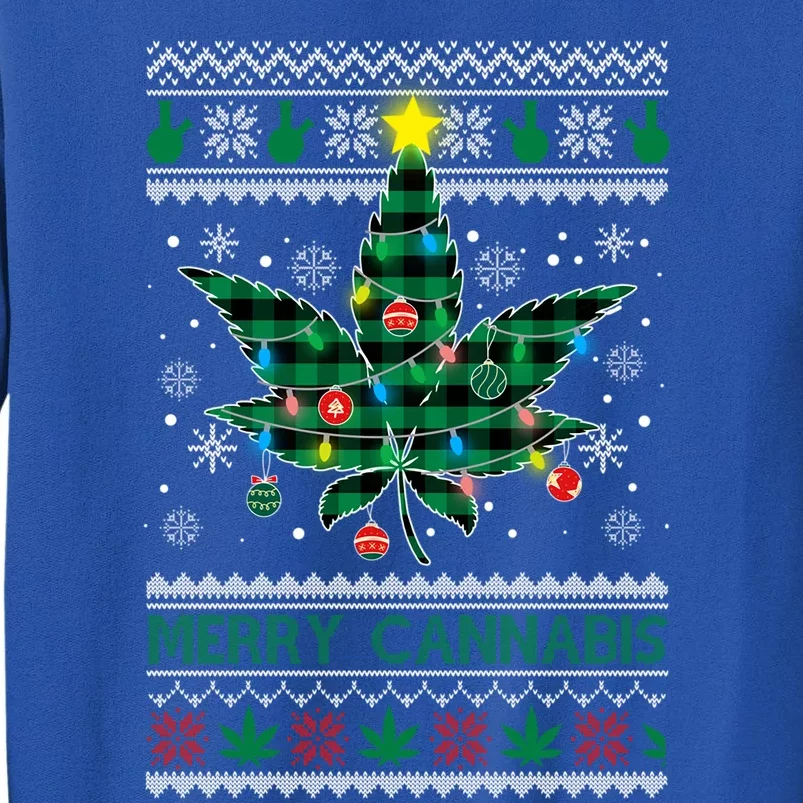 Merry Cannabis Christmas Tree Funny Weed Leaf Cannabis Xmas Cool Gift Tall Sweatshirt