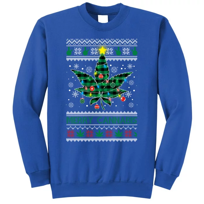 Merry Cannabis Christmas Tree Funny Weed Leaf Cannabis Xmas Cool Gift Tall Sweatshirt