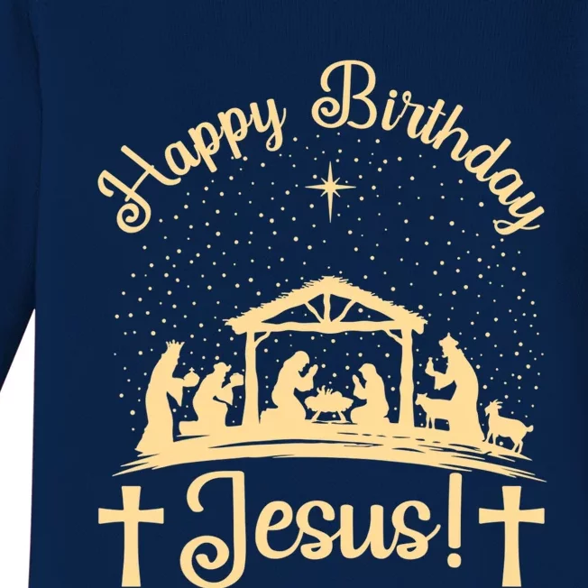 Merry Christmas Christian Happy Birthday Jesus Christ Xmas Baby Long Sleeve Bodysuit