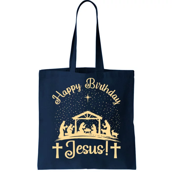 Merry Christmas Christian Happy Birthday Jesus Christ Xmas Tote Bag