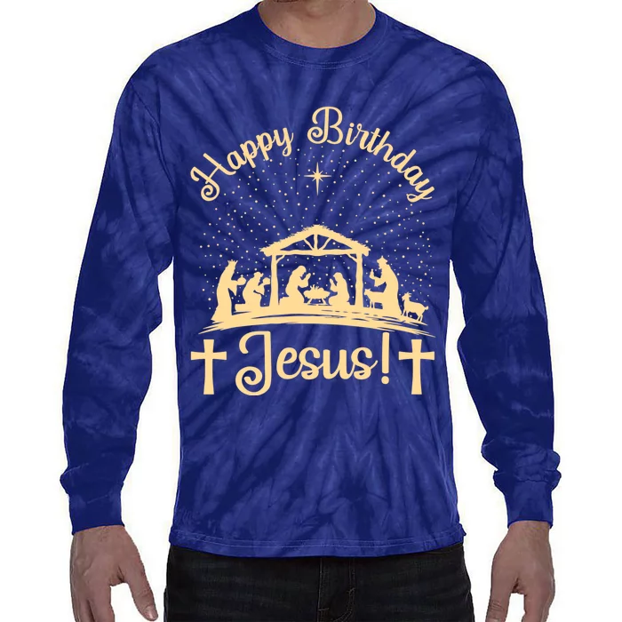 Merry Christmas Christian Happy Birthday Jesus Christ Xmas Tie-Dye Long Sleeve Shirt