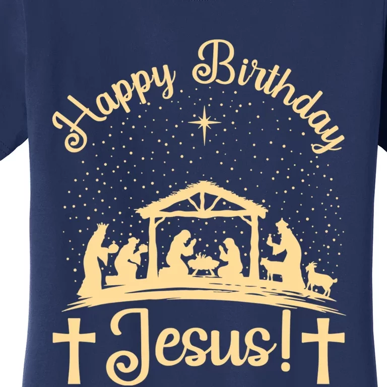 Merry Christmas Christian Happy Birthday Jesus Christ Xmas Women's T-Shirt