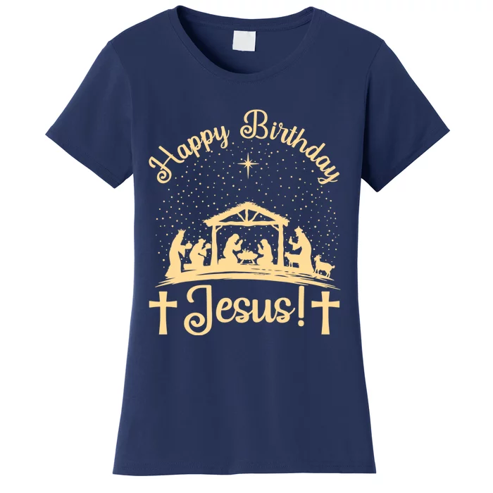 Merry Christmas Christian Happy Birthday Jesus Christ Xmas Women's T-Shirt