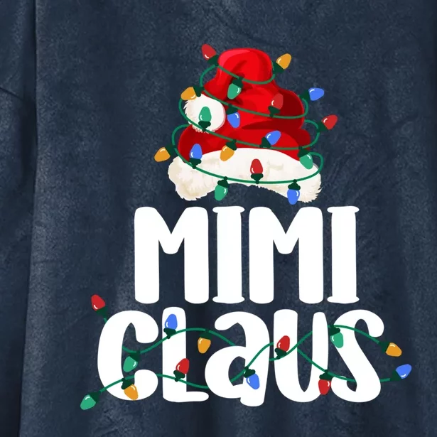 Mimi Claus Cute Gift Christmas Lights Pajama Family Matching Gift Hooded Wearable Blanket