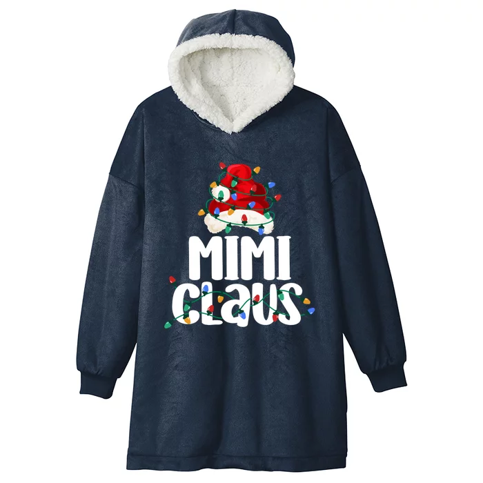 Mimi Claus Cute Gift Christmas Lights Pajama Family Matching Gift Hooded Wearable Blanket