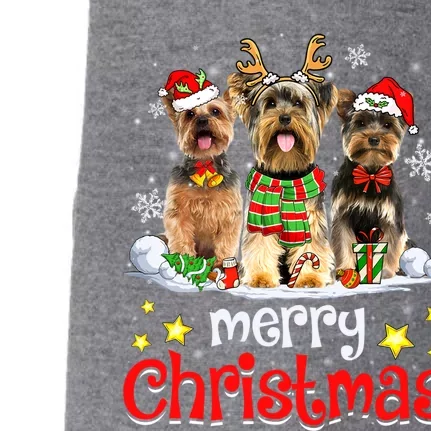 Merry Christmas Cute Yorkshire Terrier Dog Christmas Squad Gift Doggie 3-End Fleece Hoodie