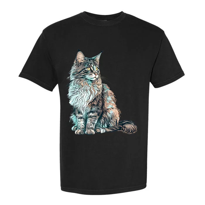 Maine Coon Cat Breed Colorful Mom Lady Garment-Dyed Heavyweight T-Shirt