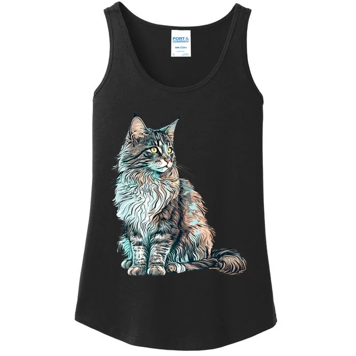 Maine Coon Cat Breed Colorful Mom Lady Ladies Essential Tank