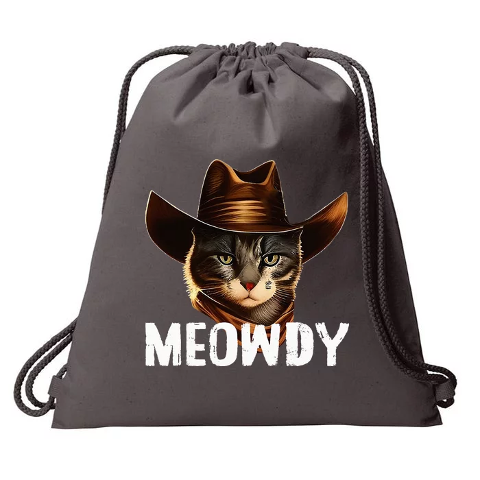 Meowdy Cat Cowboy Funny Cat Meme Drawstring Bag