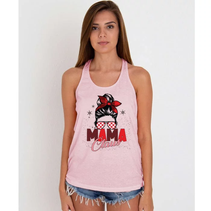 Mama Claus Christmas Costume Team Santa Elf Matching Family Gift Women's Knotted Racerback Tank