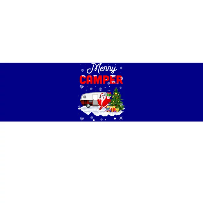 Merry Camper Christmas Santa Camper Camping Truck Red Plaid Gift Bumper Sticker