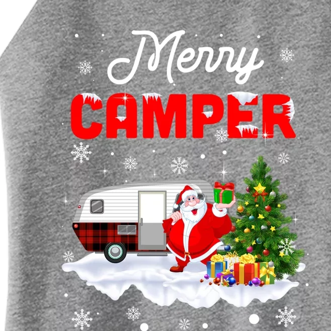 Merry Camper Christmas Santa Camper Camping Truck Red Plaid Gift Women’s Perfect Tri Rocker Tank