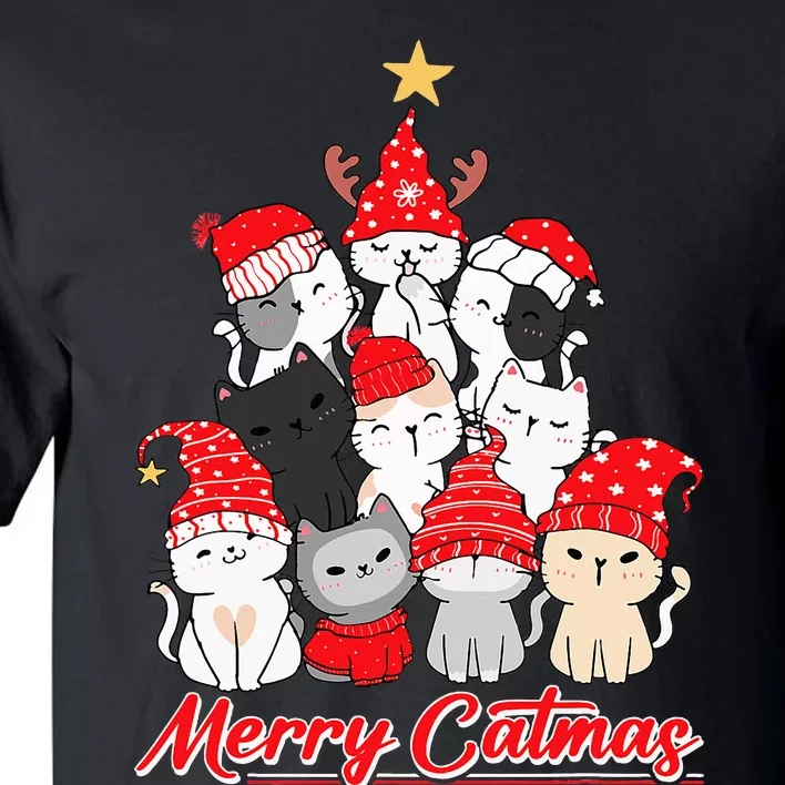 Merry Catmas Christmas Ugly Xmas Cat Lover Tall T-Shirt