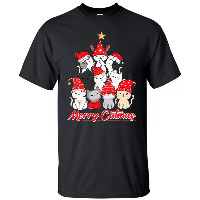 Merry Catmas Christmas Ugly Xmas Cat Lover Tall T-Shirt