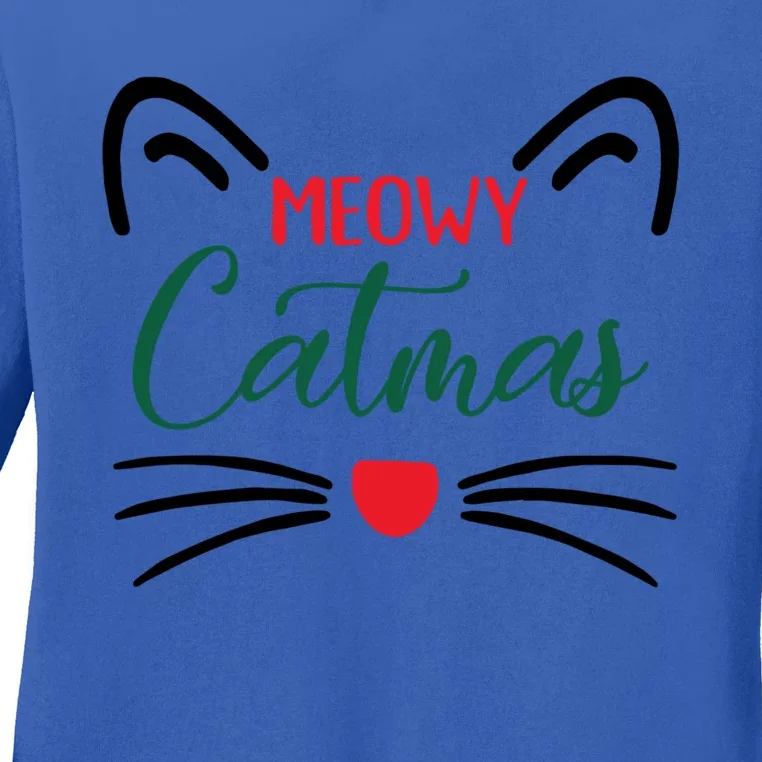 Meowy Catmas Christmas Gift Ladies Long Sleeve Shirt