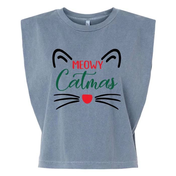 Meowy Catmas Christmas Gift Garment-Dyed Women's Muscle Tee