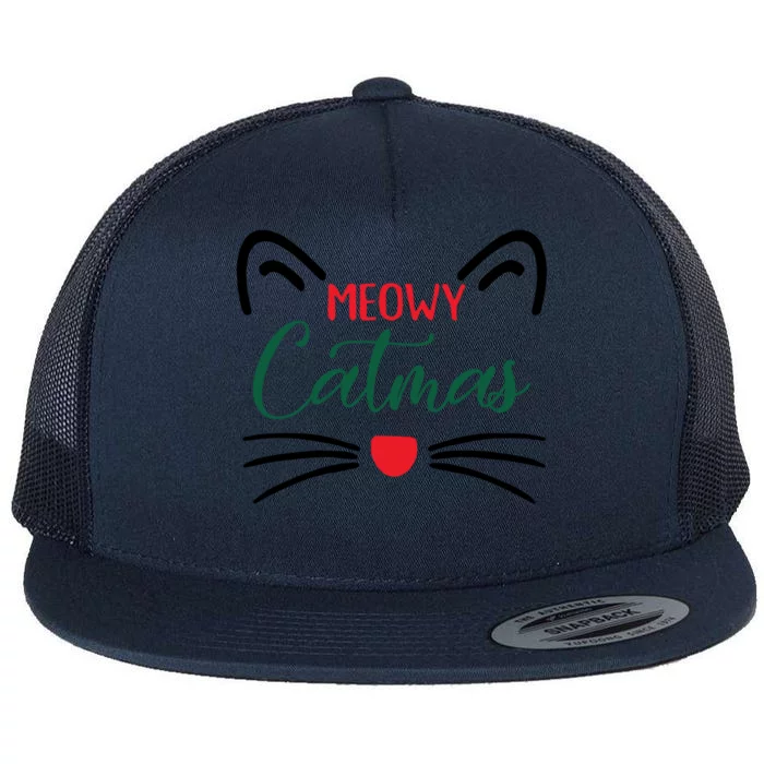 Meowy Catmas Christmas Gift Flat Bill Trucker Hat