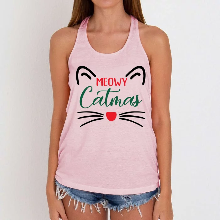 Meowy Catmas Christmas Gift Women's Knotted Racerback Tank