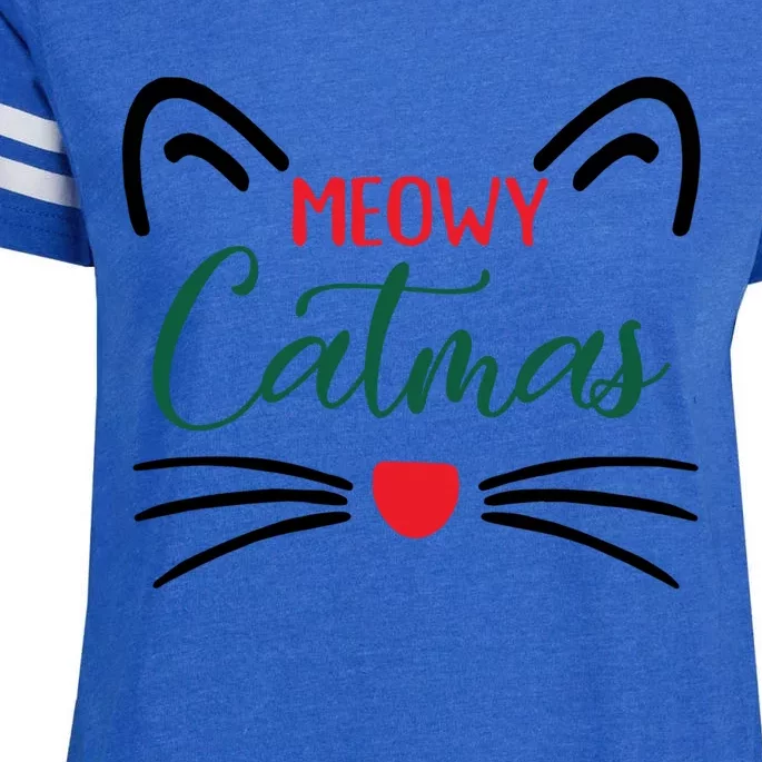 Meowy Catmas Christmas Gift Enza Ladies Jersey Football T-Shirt