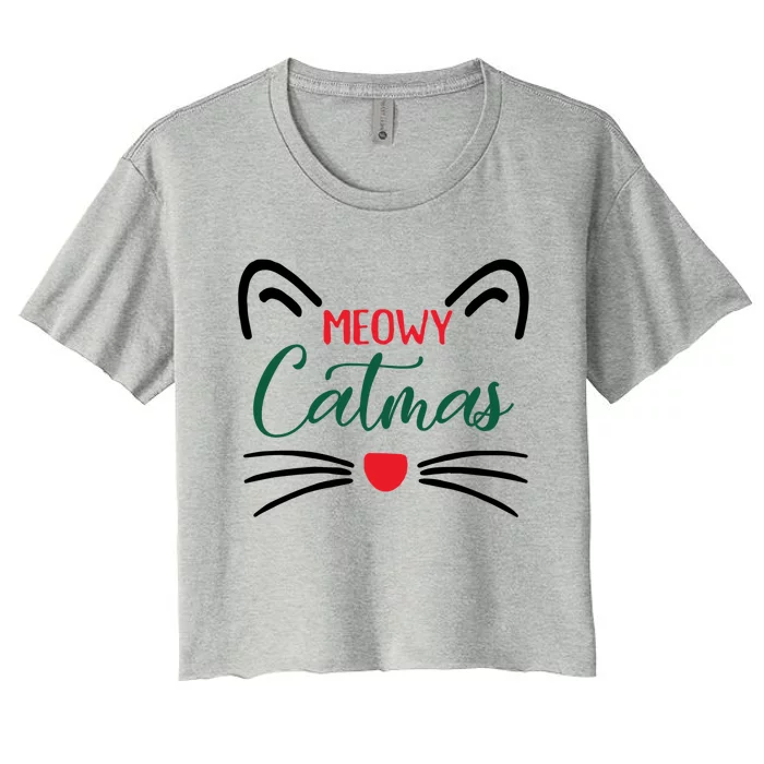 Meowy Catmas Christmas Gift Women's Crop Top Tee