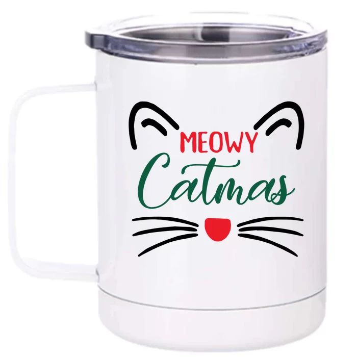 Meowy Catmas Christmas Gift Front & Back 12oz Stainless Steel Tumbler Cup