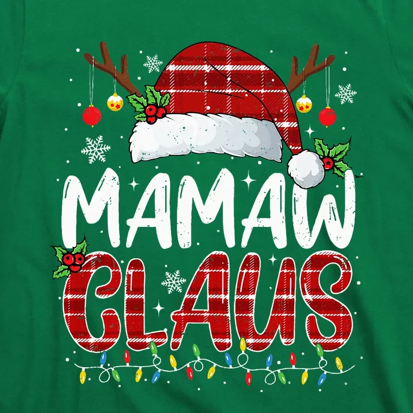 Mamaw Claus Christmas Lights Pajama Family Matching T-Shirt