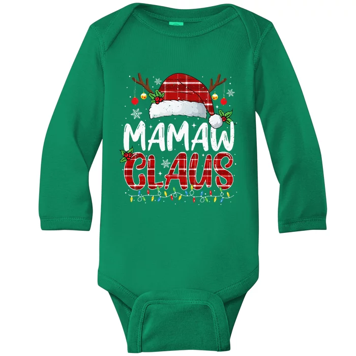 Mamaw Claus Christmas Lights Pajama Family Matching Baby Long Sleeve Bodysuit