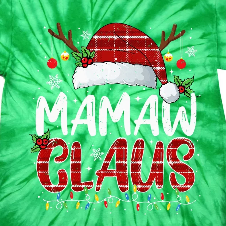 Mamaw Claus Christmas Lights Pajama Family Matching Tie-Dye T-Shirt