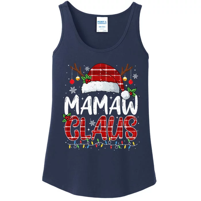 Mamaw Claus Christmas Lights Pajama Family Matching Ladies Essential Tank