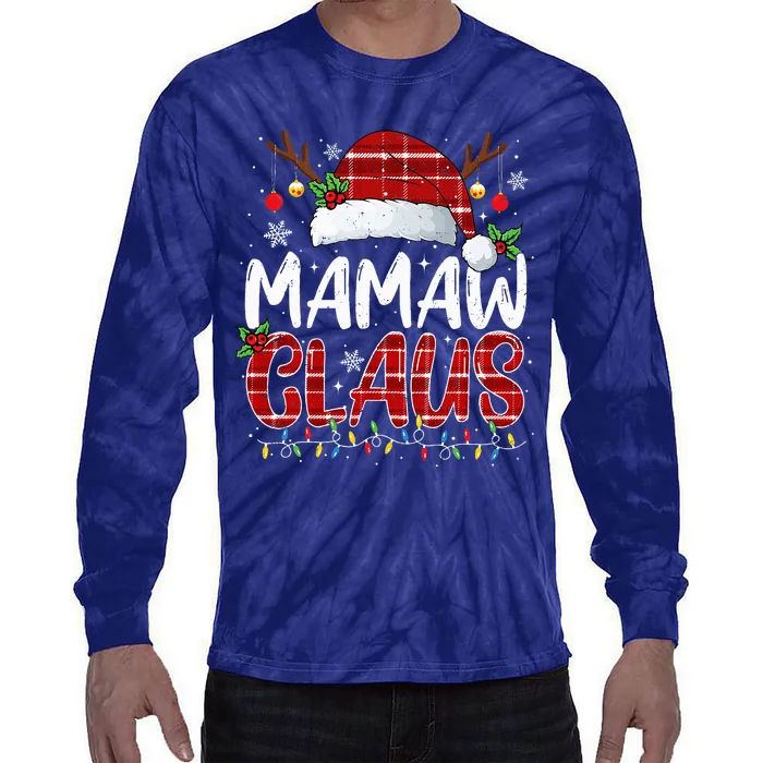 Mamaw Claus Christmas Lights Pajama Family Matching Tie-Dye Long Sleeve Shirt