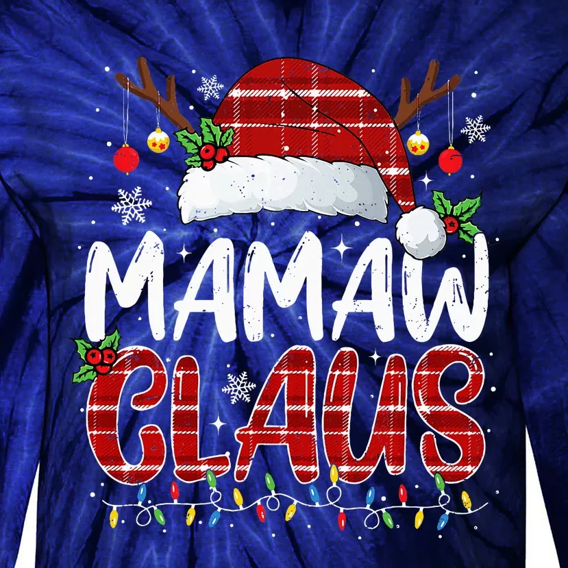 Mamaw Claus Christmas Lights Pajama Family Matching Tie-Dye Long Sleeve Shirt