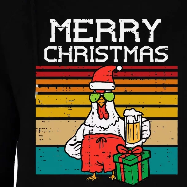 Merry Christmas Chicken Funny Retro Farm Xmas Farmer Dad Womens Funnel Neck Pullover Hood