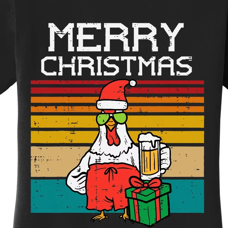 Merry Christmas Chicken Funny Retro Farm Xmas Farmer Dad Women's T-Shirt