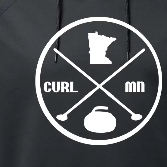 Mn Curling Cute Gift Minnesota Curling Gift Performance Fleece Hoodie