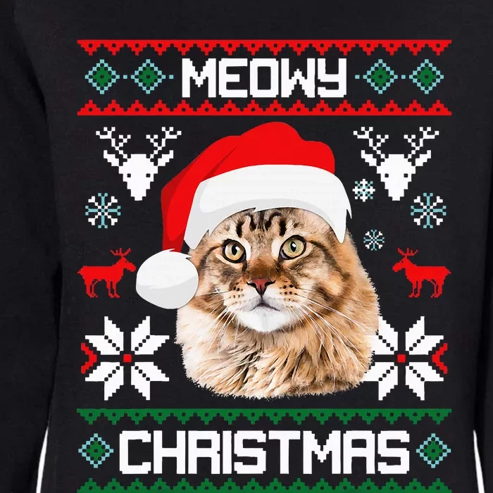 Maine Coon Cat Meowy Ugly Sweater Cat Christmas Womens California Wash Sweatshirt