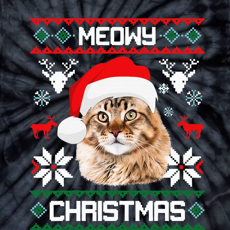 Maine Coon Cat Meowy Ugly Sweater Cat Christmas Tie-Dye T-Shirt