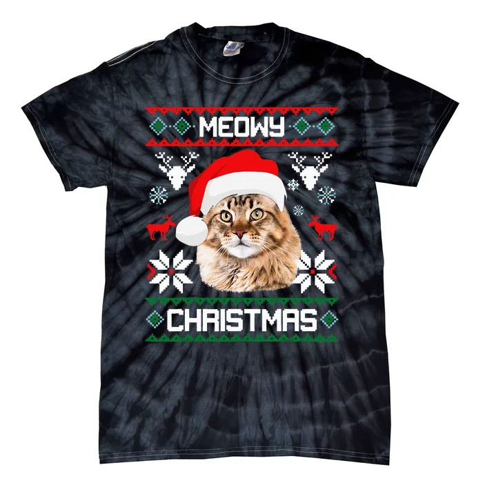 Maine Coon Cat Meowy Ugly Sweater Cat Christmas Tie-Dye T-Shirt