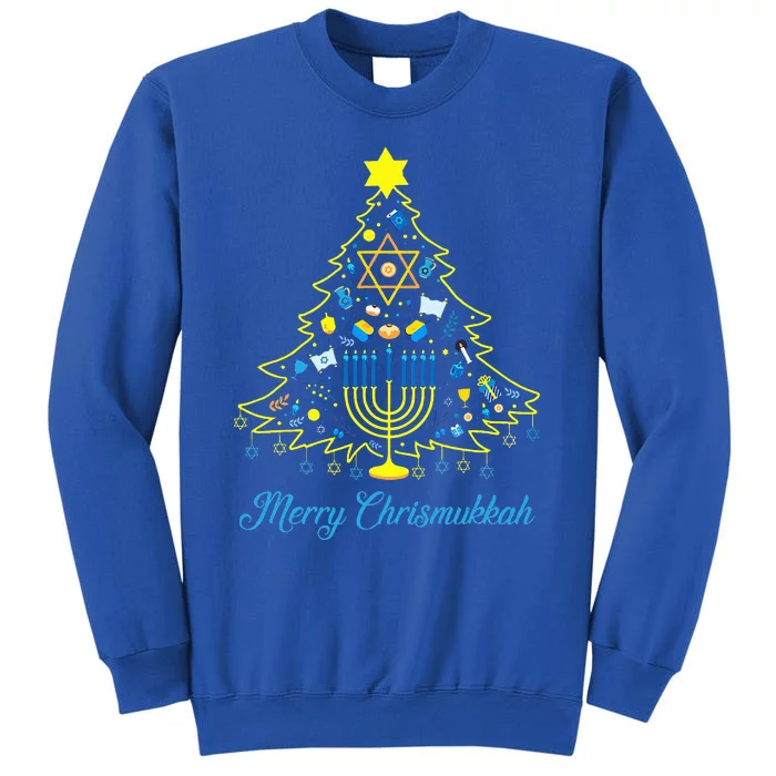 Merry Chrismukkah Christmas Tree Menorah Hanukkah Jewish Tall Sweatshirt