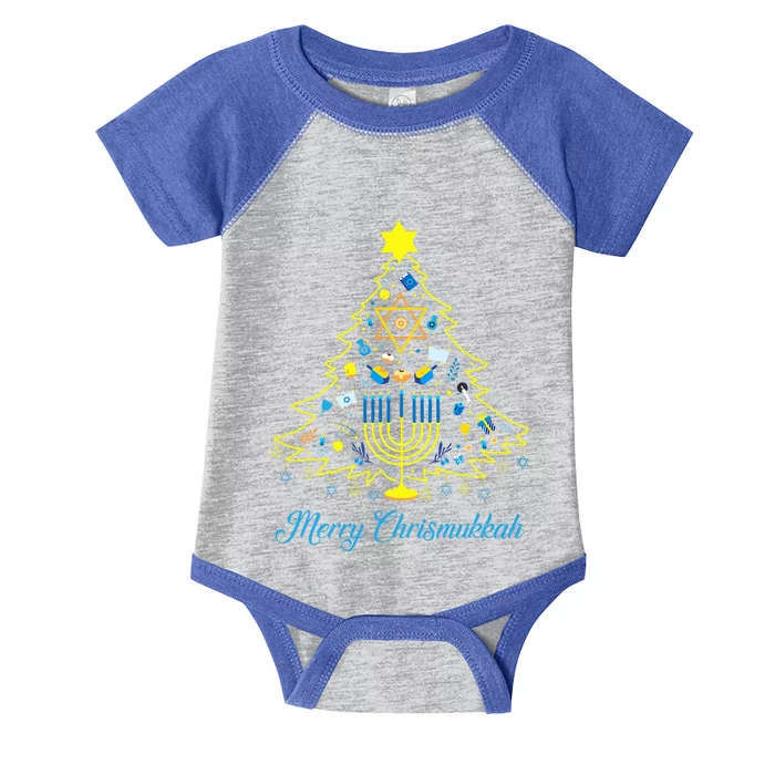 Merry Chrismukkah Christmas Tree Menorah Hanukkah Jewish Infant Baby Jersey Bodysuit