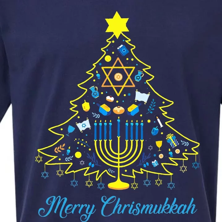 Merry Chrismukkah Christmas Tree Menorah Hanukkah Jewish Sueded Cloud Jersey T-Shirt