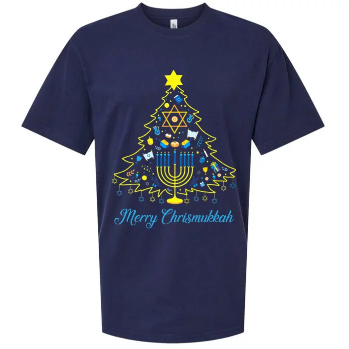 Merry Chrismukkah Christmas Tree Menorah Hanukkah Jewish Sueded Cloud Jersey T-Shirt