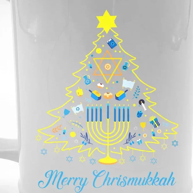 Merry Chrismukkah Christmas Tree Menorah Hanukkah Jewish Front & Back Beer Stein