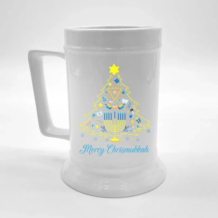 Merry Chrismukkah Christmas Tree Menorah Hanukkah Jewish Front & Back Beer Stein