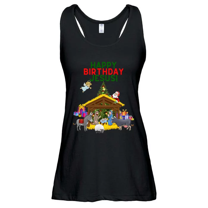 Merry Christmas Christian Happy Birthday Jesus Christ Xmas Ladies Essential Flowy Tank