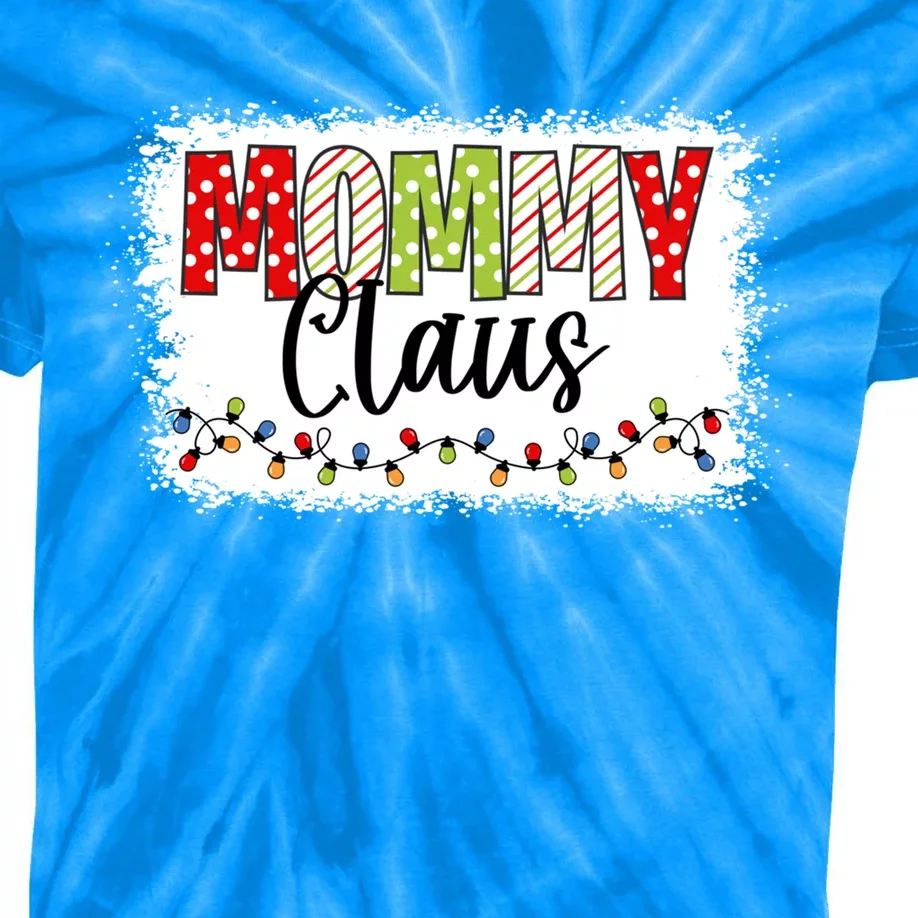 Mommy Claus Cool Gift Christmas Light Pajama Family Matching Cool Gift Kids Tie-Dye T-Shirt