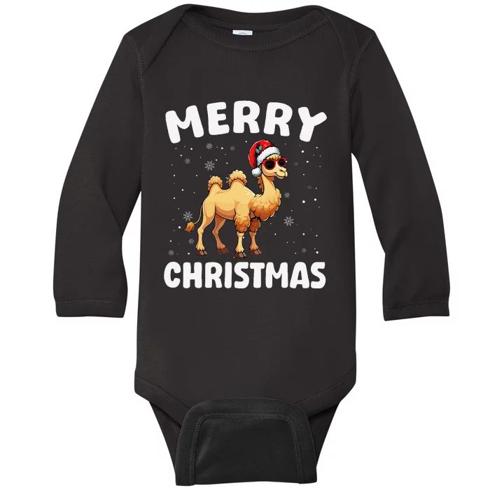 Merry Christmas Camel Merry Xmas Funny Baby Long Sleeve Bodysuit