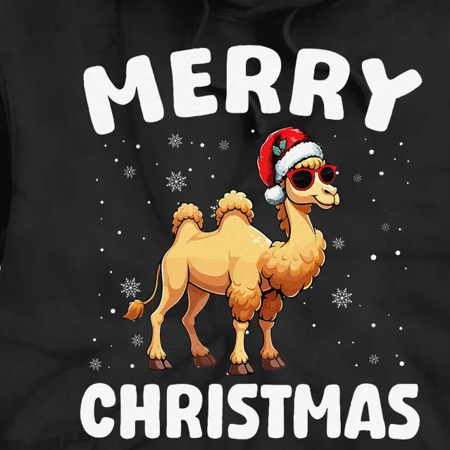 Merry Christmas Camel Merry Xmas Funny Tie Dye Hoodie