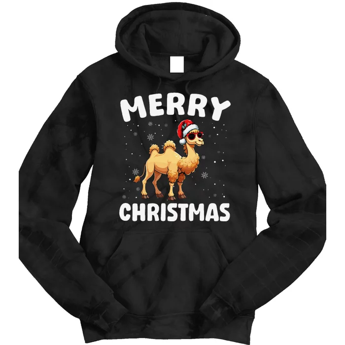 Merry Christmas Camel Merry Xmas Funny Tie Dye Hoodie