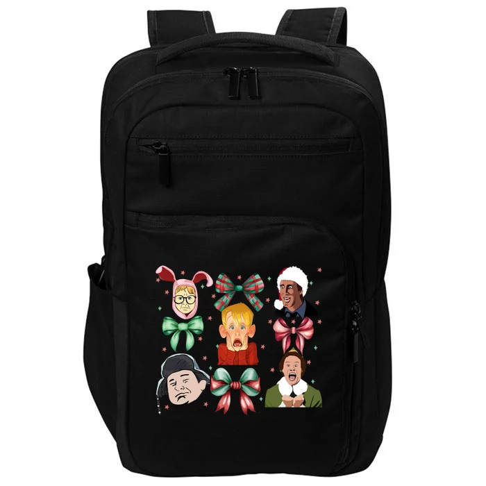 Merry Christmas Coquette Bow Comedy Movie Kevin Buddy Ralphie Impact Tech Backpack